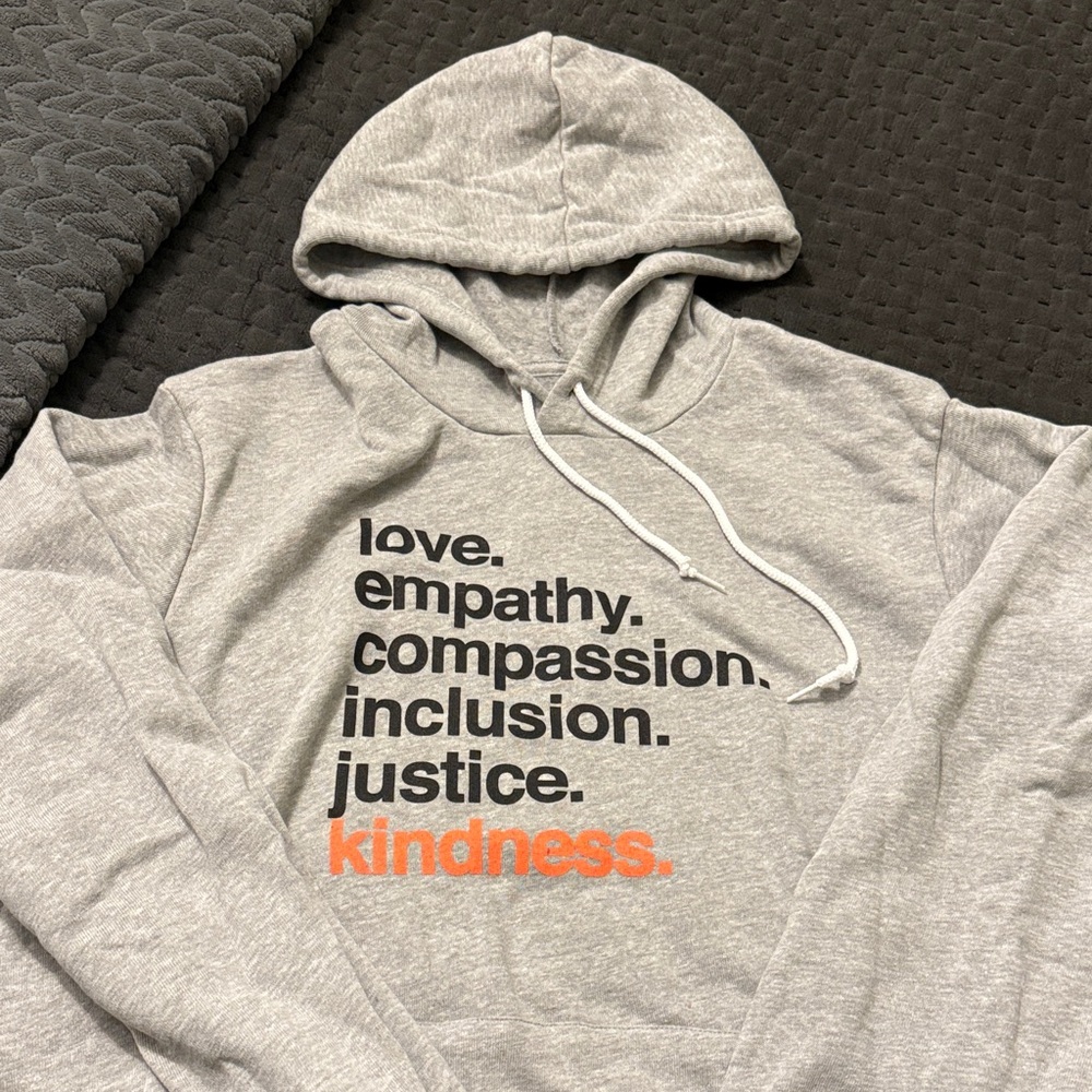Brand New Kind Cotton XL Gray Hoodie with Inspirational Text